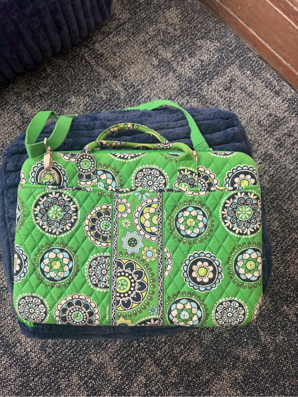 Vera Bradley Green Quilted Floral Laptop Bag